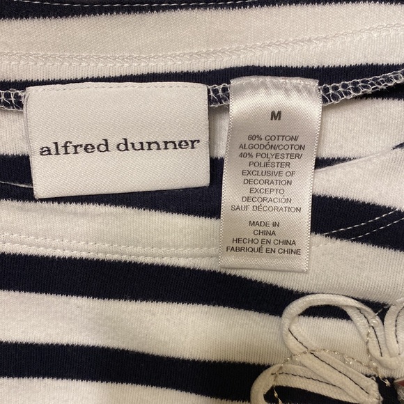 Alfred Dunner Striped Black and White Top with Floral Accents - Picture 3 of 3